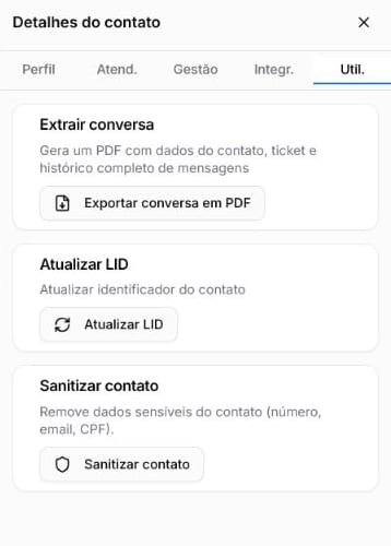 Aba Utilidades com o botão Exportar conversa em PDF