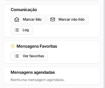 Controles de Comunicação, Mensagens Favoritas e Mensagens agendadas na aba Perfil
